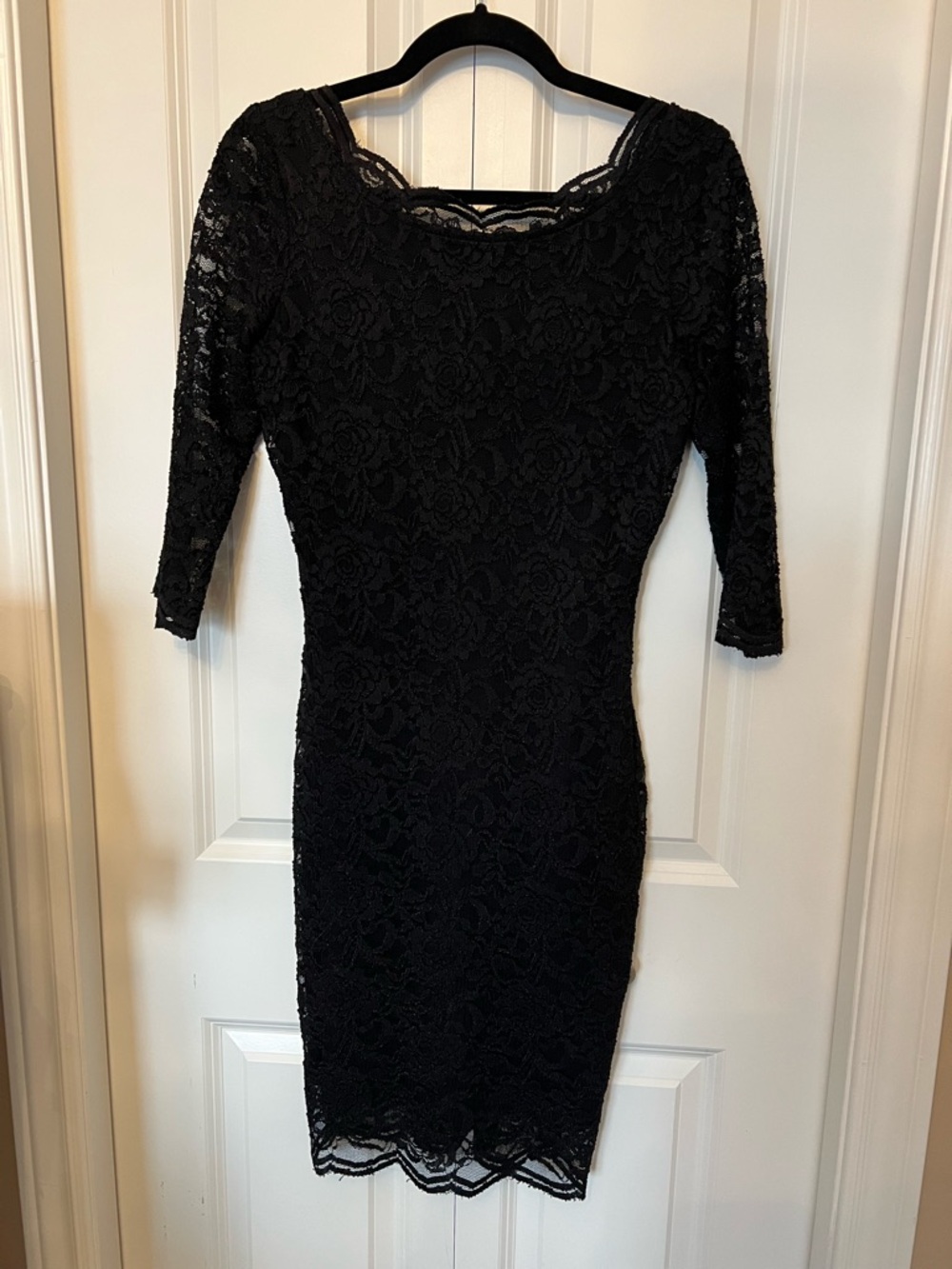 le chateau Black Lace Midi Sheath Dress